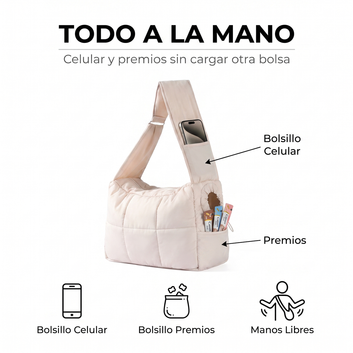 Bolsa de hombro acolchada para gatos