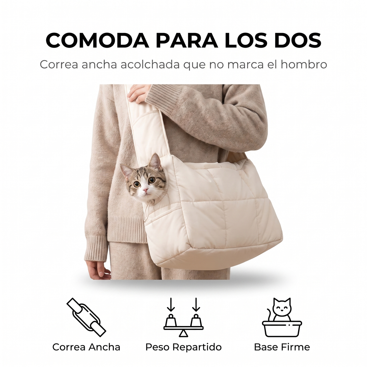 Bolsa de hombro acolchada para gatos