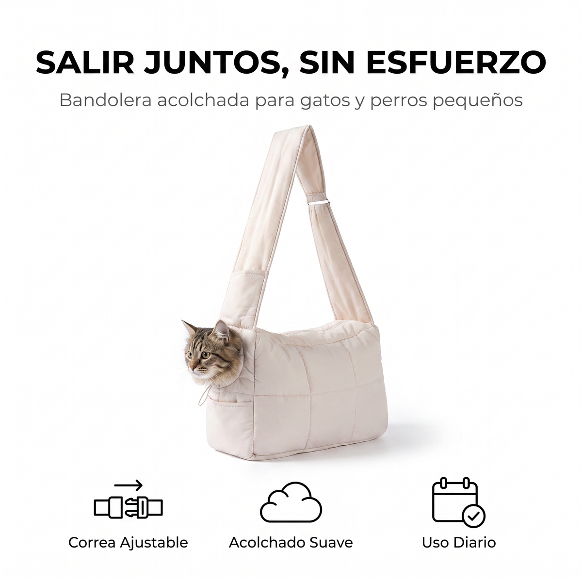 Bolsa de hombro acolchada para gatos
